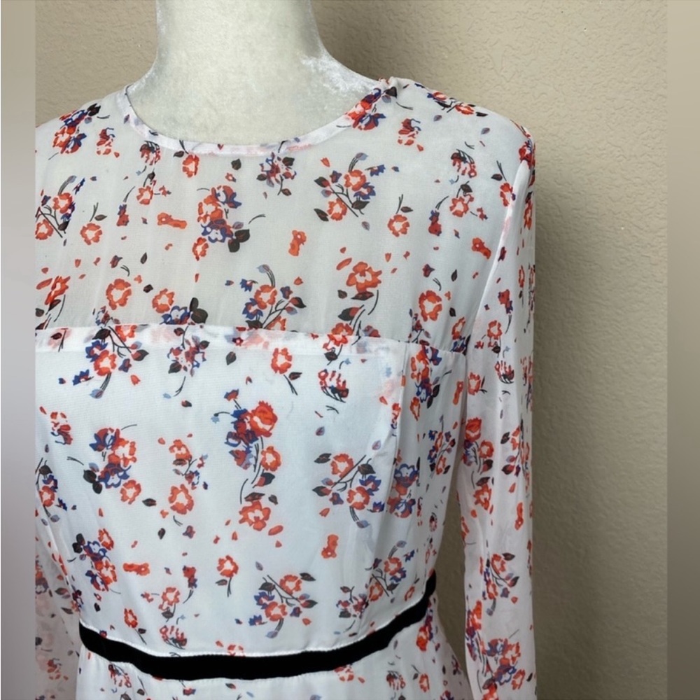 Lulus Floral to See White Floral Print Long Sleeve Mini Dress Size Medium - Picture 4 of 13